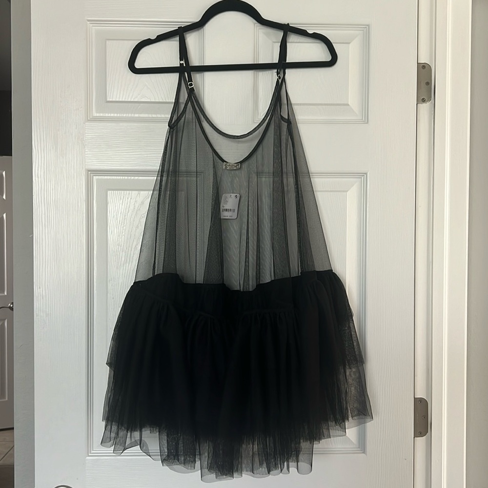 Free People black tulle slip